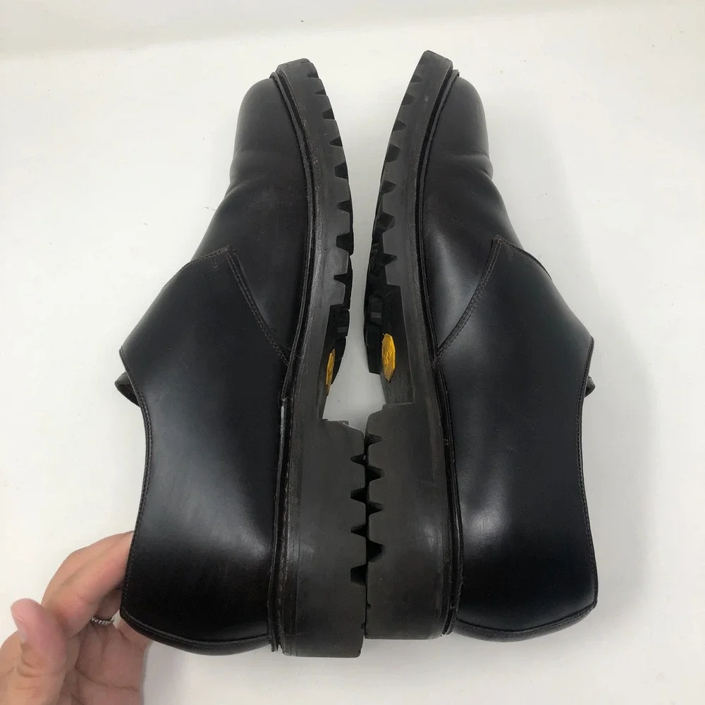 J.Crew Monk Strap Mens 11 Dark Brown Leather Lug Sole Goodyear Welted